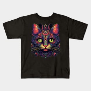 Colorful Abstract Cat Kids T-Shirt